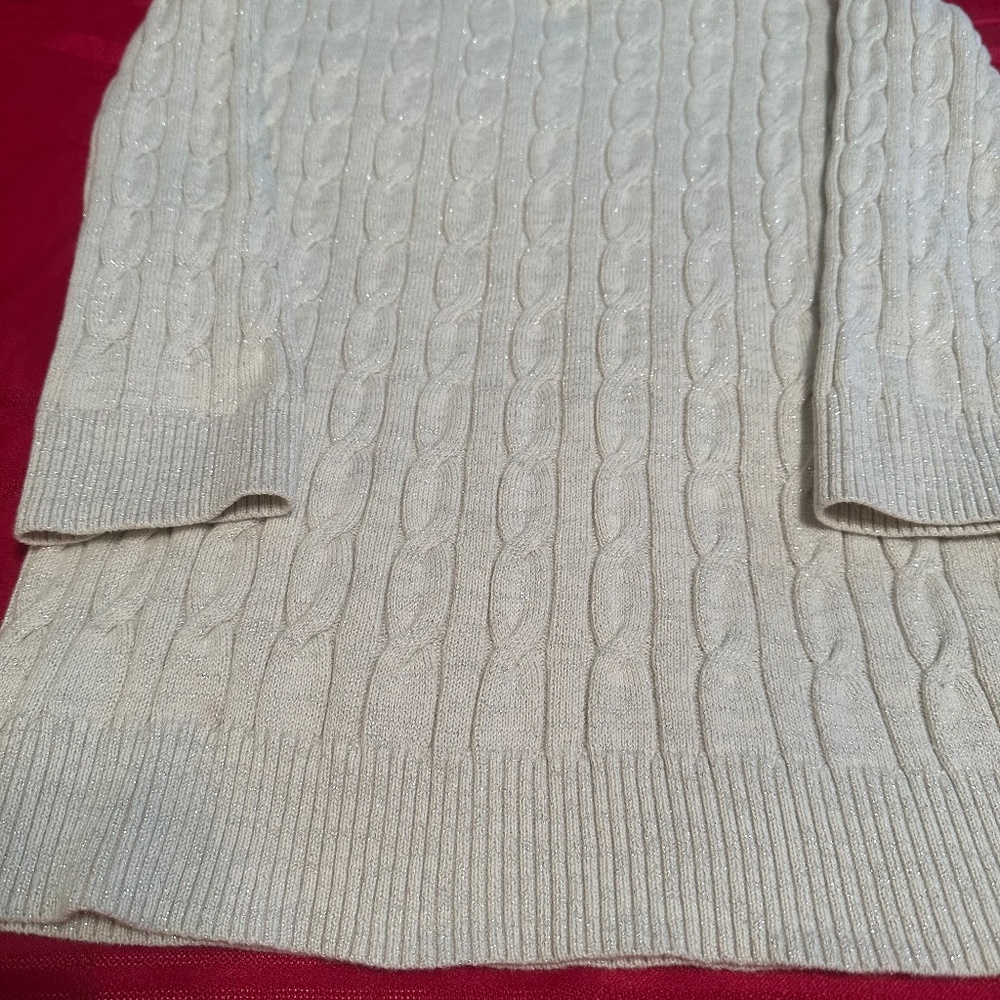 Women’s Talbots Ivory metallic Silver Holiday Sweather M Long Sleeve size M